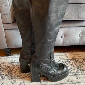 Platform Dancing Boots!!! Black Leather, Size 8